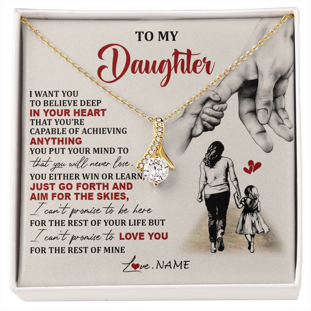 Alluring Beauty Necklace 18K Yellow Gold Finish | 1 | Personalized To My Daughter Necklace From Mom Mother Promise To Love You Daughter Birthday Jewelry Graduation Christmas Customized Gift Box Message Card | siriusteestore