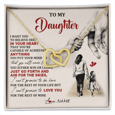 Interlocking Hearts Necklace 18K Yellow Gold Finish | 1 | Personalized To My Daughter Necklace From Mom Mother Promise To Love You Daughter Birthday Jewelry Graduation Christmas Customized Gift Box Message Card | siriusteestore