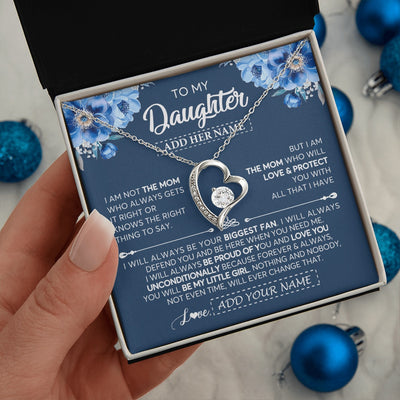 Forever Love Necklace 14K White Gold Finish | 2 | Personalized To My Daughter Necklace From Mom Mother Proud Of You Birthday Gifts For Daughter Jewelry Gifts Christmas Custom Gift Box Message Card | https://siriusteestore.