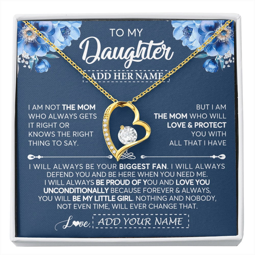 Forever Love Necklace 18K Yellow Gold Finish | 1 | Personalized To My Daughter Necklace From Mom Mother Proud Of You Birthday Gifts For Daughter Jewelry Gifts Christmas Custom Gift Box Message Card | https://siriusteestore.