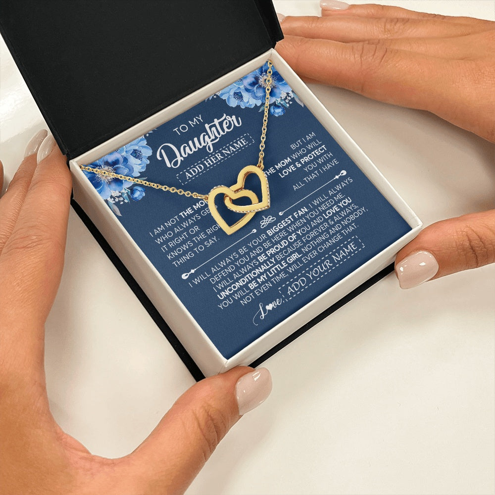 Interlocking Hearts Necklace 18K Yellow Gold Finish | 2 | Personalized To My Daughter Necklace From Mom Mother Proud Of You Birthday Gifts For Daughter Jewelry Gifts Christmas Custom Gift Box Message Card | https://siriusteestore.