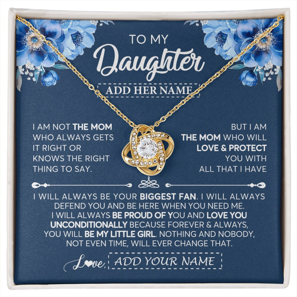 Love Knot Necklace 18K Yellow Gold Finish | 1 | Personalized To My Daughter Necklace From Mom Mother Proud Of You Birthday Gifts For Daughter Jewelry Gifts Christmas Custom Gift Box Message Card | https://siriusteestore.