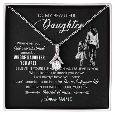 Alluring Beauty Necklace 14K White Gold Finish | 1 | Personalized To My Daughter Necklace From Mom Mother Whenever You Feel Overwhelmed Daughter Jewelry Birthday Graduation Christmas Customized Message Card | siriusteestore