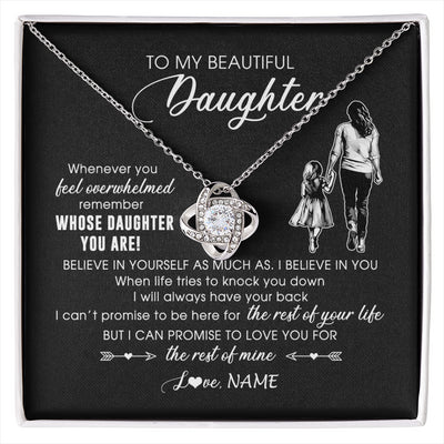 Love Knot Necklace 14K White Gold Finish | 1 | Personalized To My Daughter Necklace From Mom Mother Whenever You Feel Overwhelmed Daughter Jewelry Birthday Graduation Christmas Customized Message Card | siriusteestore