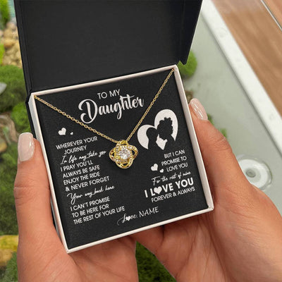 Love Knot Necklace 18K Yellow Gold Finish | 2 | Personalized To My Daughter Necklace From Mom Mother Wherever Your Journey Daughter Birthday Gifts Graduation Christmas Customized Gift Box Message Card | siriusteestore