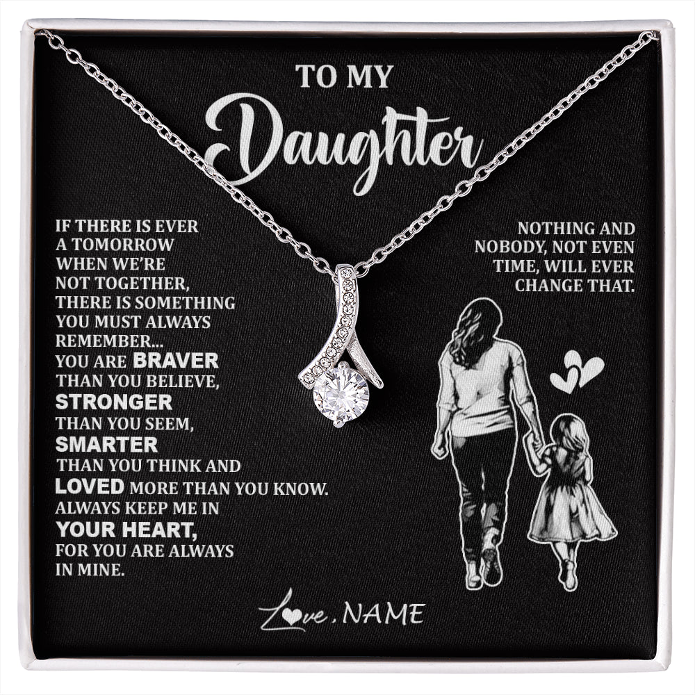 Alluring Beauty Necklace 14K White Gold Finish | 1 | Personalized To My Daughter Necklace From Mom Mother You Are Always In Mine Beautiful Daughter Birthday Jewelry Graduation Christmas With Gift Box Message Card | siriusteestore