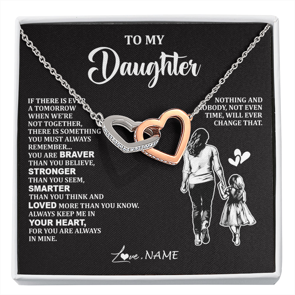 Interlocking Hearts Necklace Stainless Steel & Rose Gold Finish | 1 | Personalized To My Daughter Necklace From Mom Mother You Are Always In Mine Beautiful Daughter Birthday Jewelry Graduation Christmas With Gift Box Message Card | siriusteestore