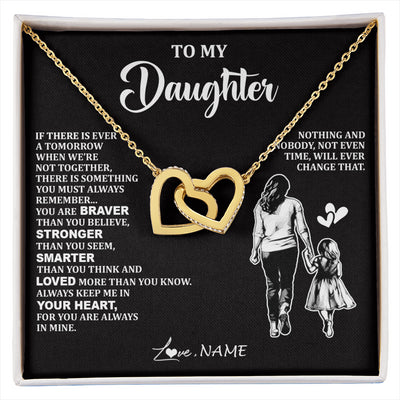 Interlocking Hearts Necklace 18K Yellow Gold Finish | 1 | Personalized To My Daughter Necklace From Mom Mother You Are Always In Mine Beautiful Daughter Birthday Jewelry Graduation Christmas With Gift Box Message Card | siriusteestore