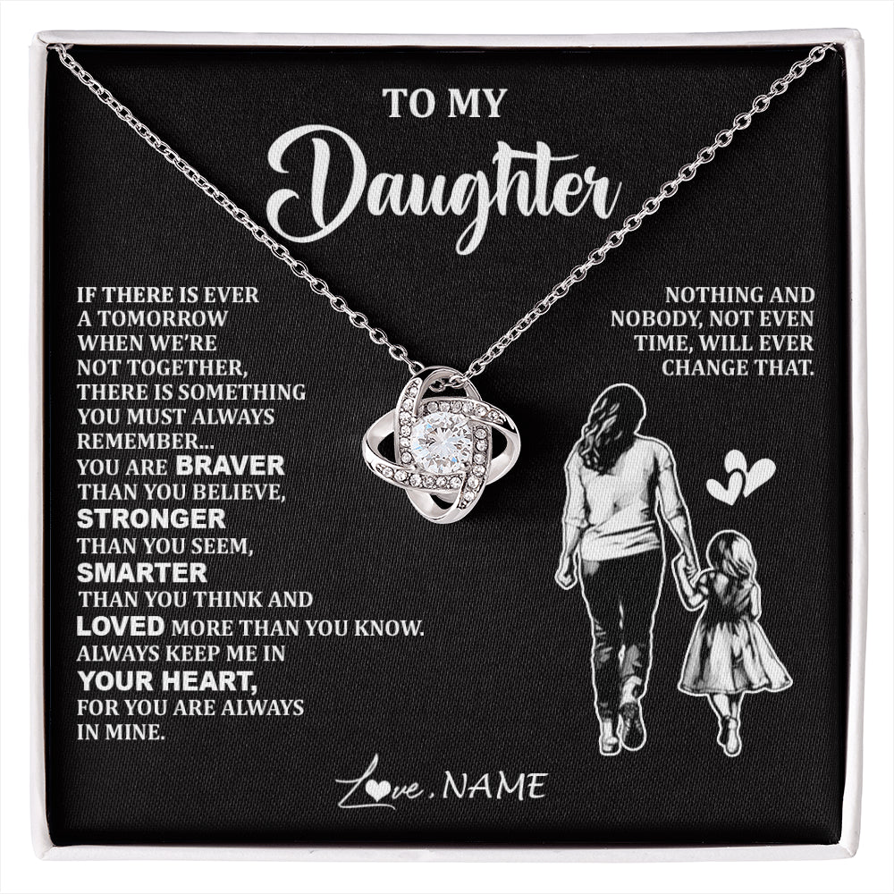 Love Knot Necklace 14K White Gold Finish | 1 | Personalized To My Daughter Necklace From Mom Mother You Are Always In Mine Beautiful Daughter Birthday Jewelry Graduation Christmas With Gift Box Message Card | siriusteestore