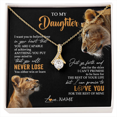 Alluring Beauty Necklace 18K Yellow Gold Finish | 1 | Personalized To My Daughter Necklace From Mom Mother You Will Never Lose Lion Daughter Birthday Gifts Graduation Christmas Customized Gift Box Message Card | siriusteestore