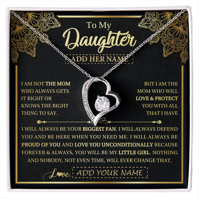 Forever Love Necklace 14K White Gold Finish | 1 | Personalized To My Daughter Necklace From Mom Mother Your Biggest Fan Birthday Gifts For Daughter Gifts Christmas Jewelry Custom Gift Box Message Card | siriusteestore.myshopify