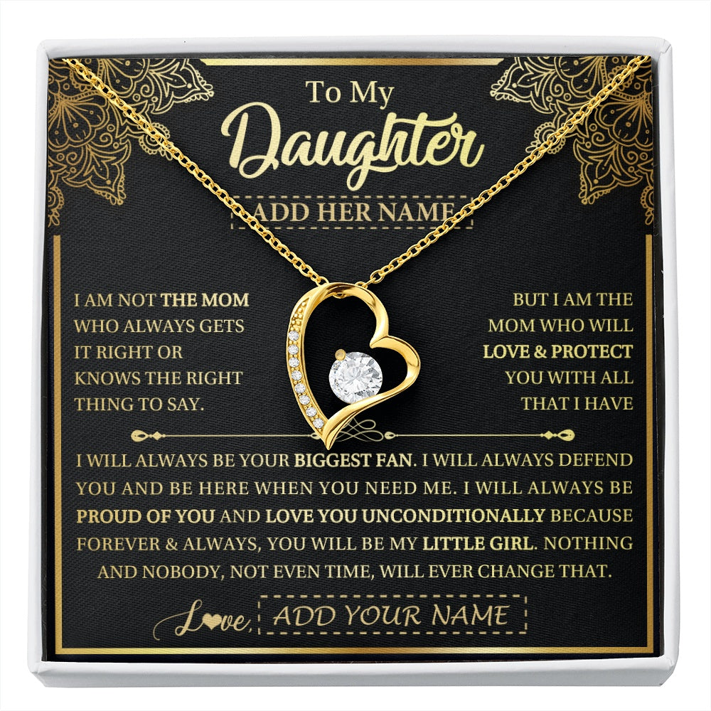 Forever Love Necklace 18K Yellow Gold Finish | 1 | Personalized To My Daughter Necklace From Mom Mother Your Biggest Fan Birthday Gifts For Daughter Gifts Christmas Jewelry Custom Gift Box Message Card | siriusteestore.myshopify