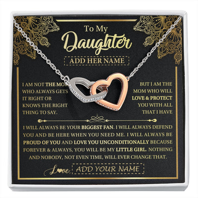 Interlocking Hearts Necklace Stainless Steel & Rose Gold Finish | 1 | Personalized To My Daughter Necklace From Mom Mother Your Biggest Fan Birthday Gifts For Daughter Gifts Christmas Jewelry Custom Gift Box Message Card | siriusteestore.myshopify