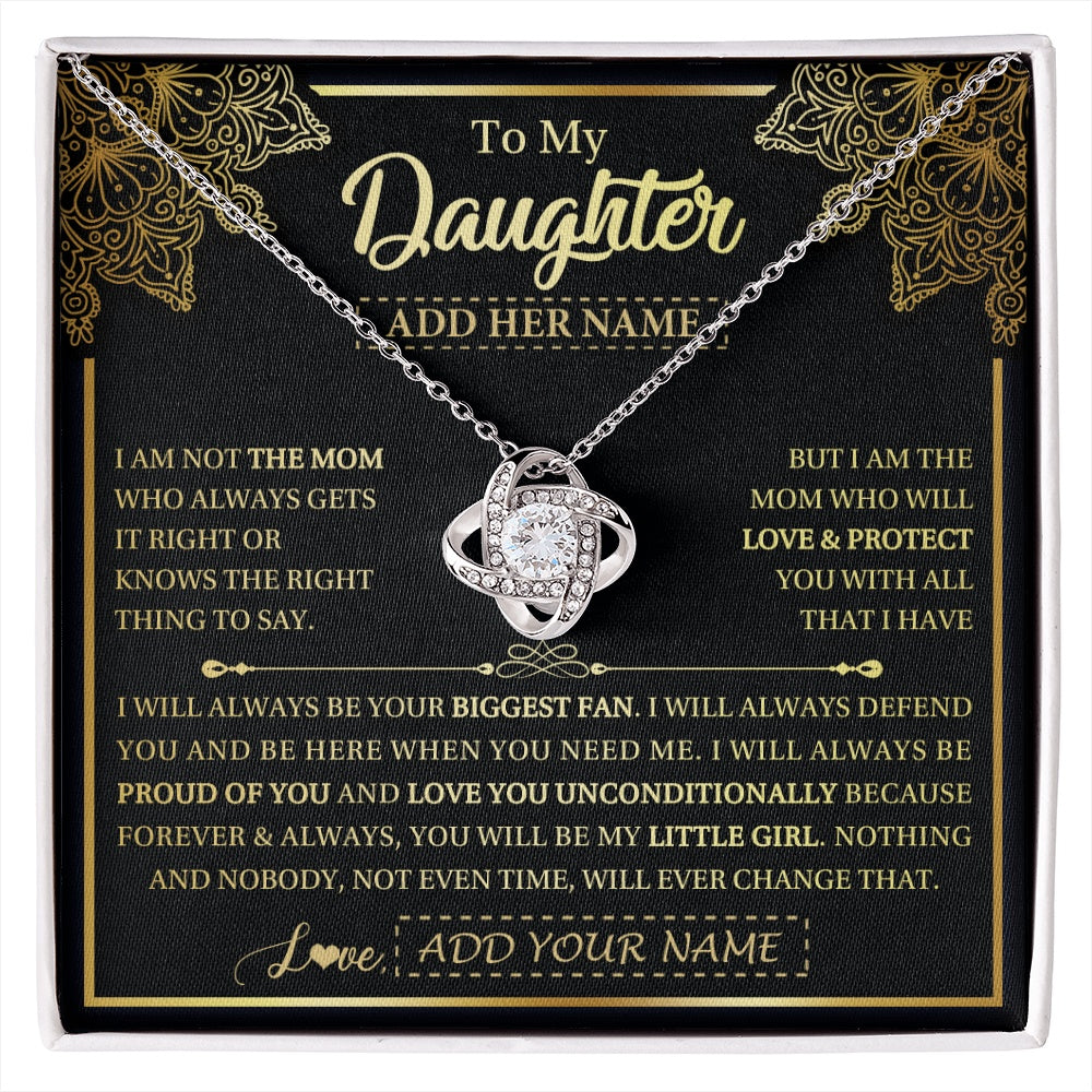 Love Knot Necklace 14K White Gold Finish | 1 | Personalized To My Daughter Necklace From Mom Mother Your Biggest Fan Birthday Gifts For Daughter Gifts Christmas Jewelry Custom Gift Box Message Card | siriusteestore.myshopify
