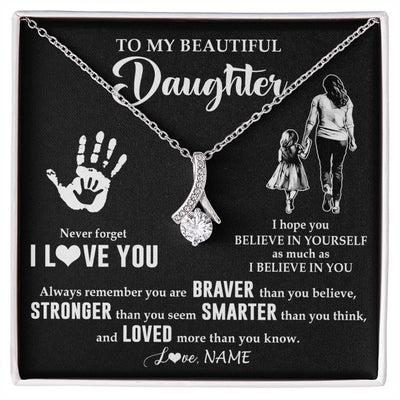 Alluring Beauty Necklace 14K White Gold Finish | 1 | Personalized To My Daughter Necklace From Mom Never Forget I Love You Daughter Birthday Gifts Christmas New Year Graduation Customized Gift Box Message Card | siriusteestore