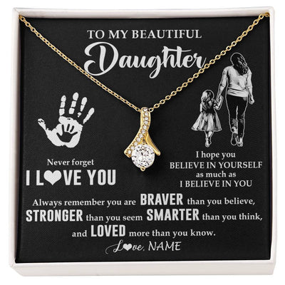 Alluring Beauty Necklace 18K Yellow Gold Finish | 1 | Personalized To My Daughter Necklace From Mom Never Forget I Love You Daughter Birthday Gifts Christmas New Year Graduation Customized Gift Box Message Card | siriusteestore