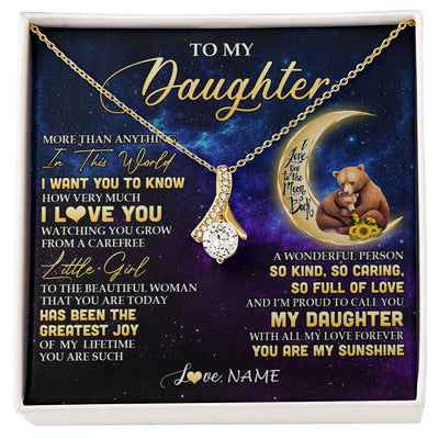 Alluring Beauty Necklace 18K Yellow Gold Finish | 1 | Personalized To My Daughter Necklace From Mom Positive Energy Encourage Brave Little Bear Daughter Birthday Gifts Christmas Customized Gift Box Message Card | siriusteestore