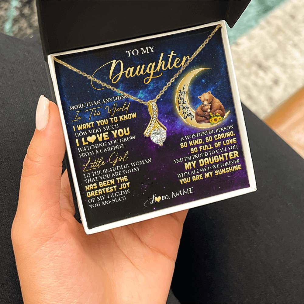 Alluring Beauty Necklace 18K Yellow Gold Finish | 2 | Personalized To My Daughter Necklace From Mom Positive Energy Encourage Brave Little Bear Daughter Birthday Gifts Christmas Customized Gift Box Message Card | siriusteestore