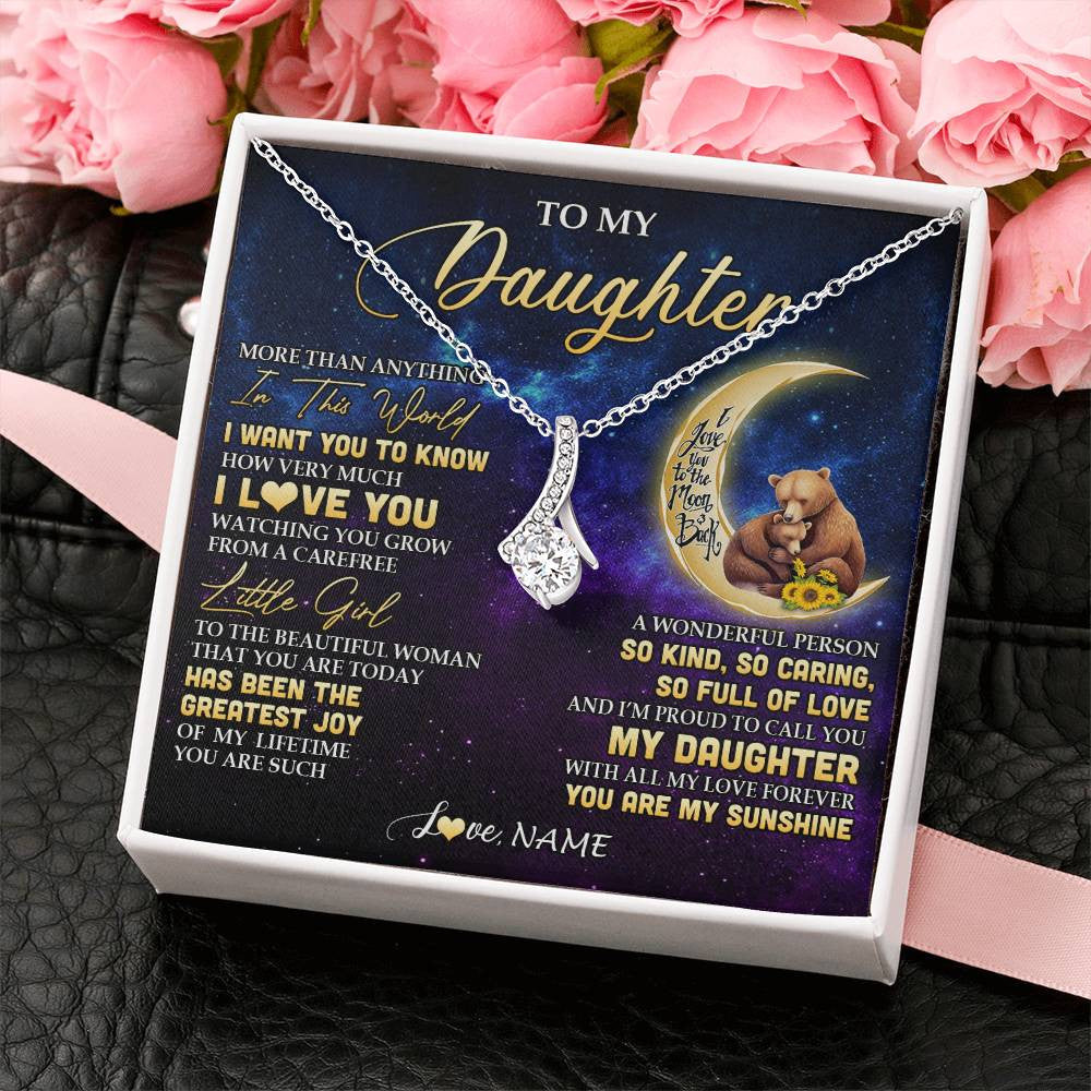 Alluring Beauty Necklace 14K White Gold Finish | 2 | Personalized To My Daughter Necklace From Mom Positive Energy Encourage Brave Little Bear Daughter Birthday Gifts Christmas Customized Gift Box Message Card | siriusteestore