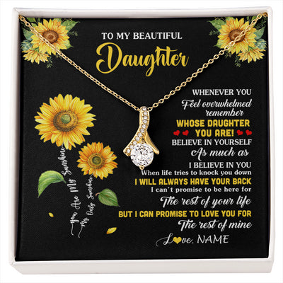 Alluring Beauty Necklace 18K Yellow Gold Finish | 1 | Personalized To My Daughter Necklace From Mom Whenever You Feel Sunflower Daughter Birthday Jewelry Graduation Christmas Customized Gift Box Message Card | siriusteestore