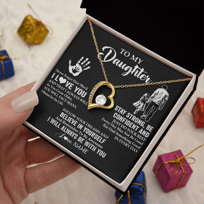 Forever Love Necklace 18K Yellow Gold Finish | 2 | Personalized To My Daughter Necklace I Love You Forever From Dad Daughter Birthday Gifts Christmas Thanksgiving Graduation Customized Gift Box Message Card | siriusteestore