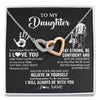 Interlocking Hearts Necklace Stainless Steel & Rose Gold Finish | 1 | Personalized To My Daughter Necklace I Love You Forever From Dad Daughter Birthday Gifts Christmas Thanksgiving Graduation Customized Gift Box Message Card | siriusteestore