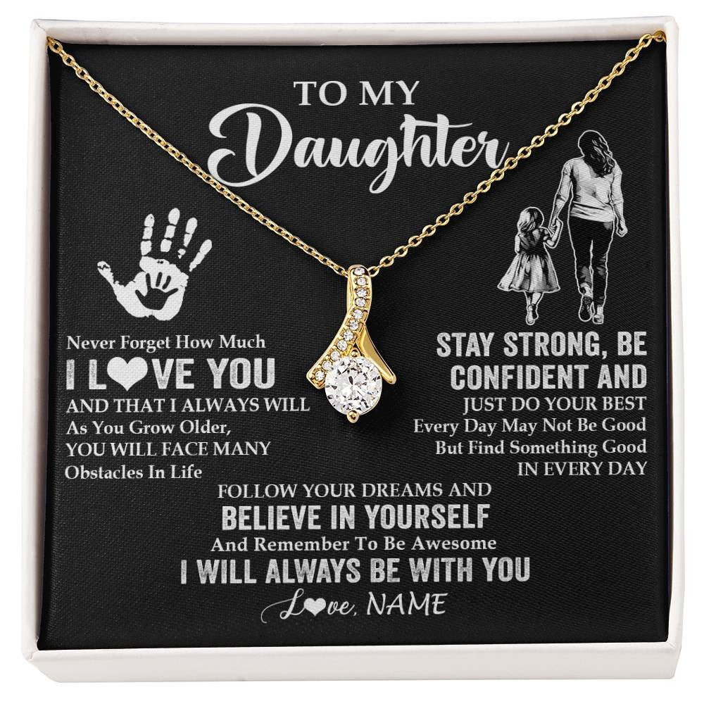 Alluring Beauty Necklace 18K Yellow Gold Finish | 1 | Personalized To My Daughter Necklace I Love You Forever From Mom Daughter Birth Ifts Christmas Thanksgiving Graduation Customized Gift Box Message Card | siriusteestore