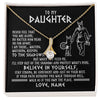 Alluring Beauty Necklace 18K Yellow Gold Finish | 1 | Personalized To My Daughter Necklace Viking Never Feel You Are Alone Scandinavian Runes Viking Daughter Birthday Christmas Customized Gift Box Message Card | siriusteestore