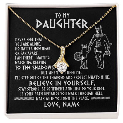 Alluring Beauty Necklace 18K Yellow Gold Finish | 1 | Personalized To My Daughter Necklace Viking Never Feel You Are Alone Scandinavian Runes Viking Daughter Birthday Christmas Customized Gift Box Message Card | siriusteestore