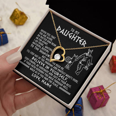 Forever Love Necklace 18K Yellow Gold Finish | 2 | Personalized To My Daughter Necklace Viking Never Feel You Are Alone Scandinavian Runes Viking Daughter Birthday Christmas Customized Gift Box Message Card | siriusteestore