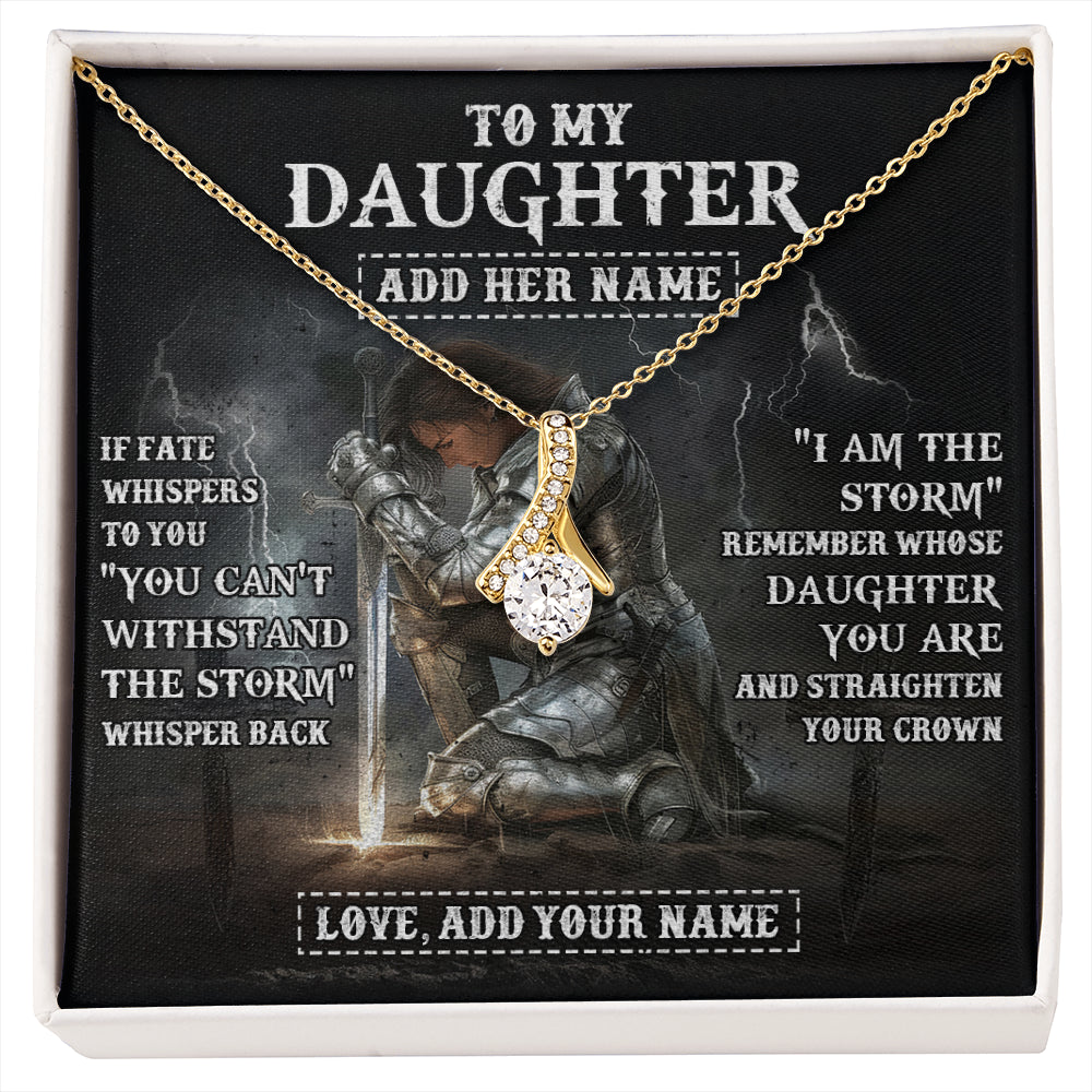 Alluring Beauty Necklace 18K Yellow Gold Finish | 1 | Personalized To My Daughter Necklace Women Warrior Knights Templar I Am The Storm Best Daughter Birthday Gifts Graduation Christmas Gift Box Message Card | siriusteestore