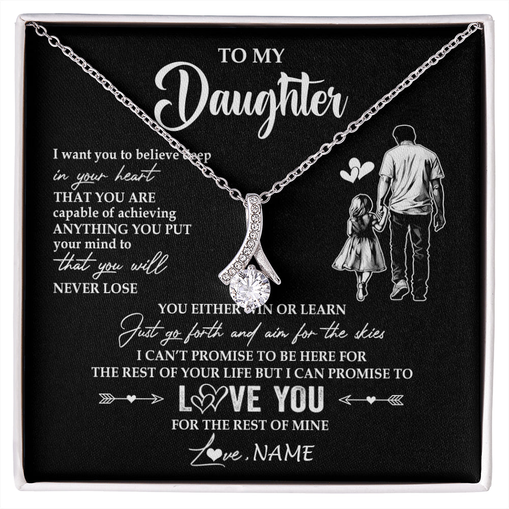 Alluring Beauty Necklace 14K White Gold Finish | 1 | Personalized To My Daughter Necklace You Will Never Lose From Dad Father Daughter Birthday Gifts Graduation Christmas Customized Gift Box Message Card | siriusteestore