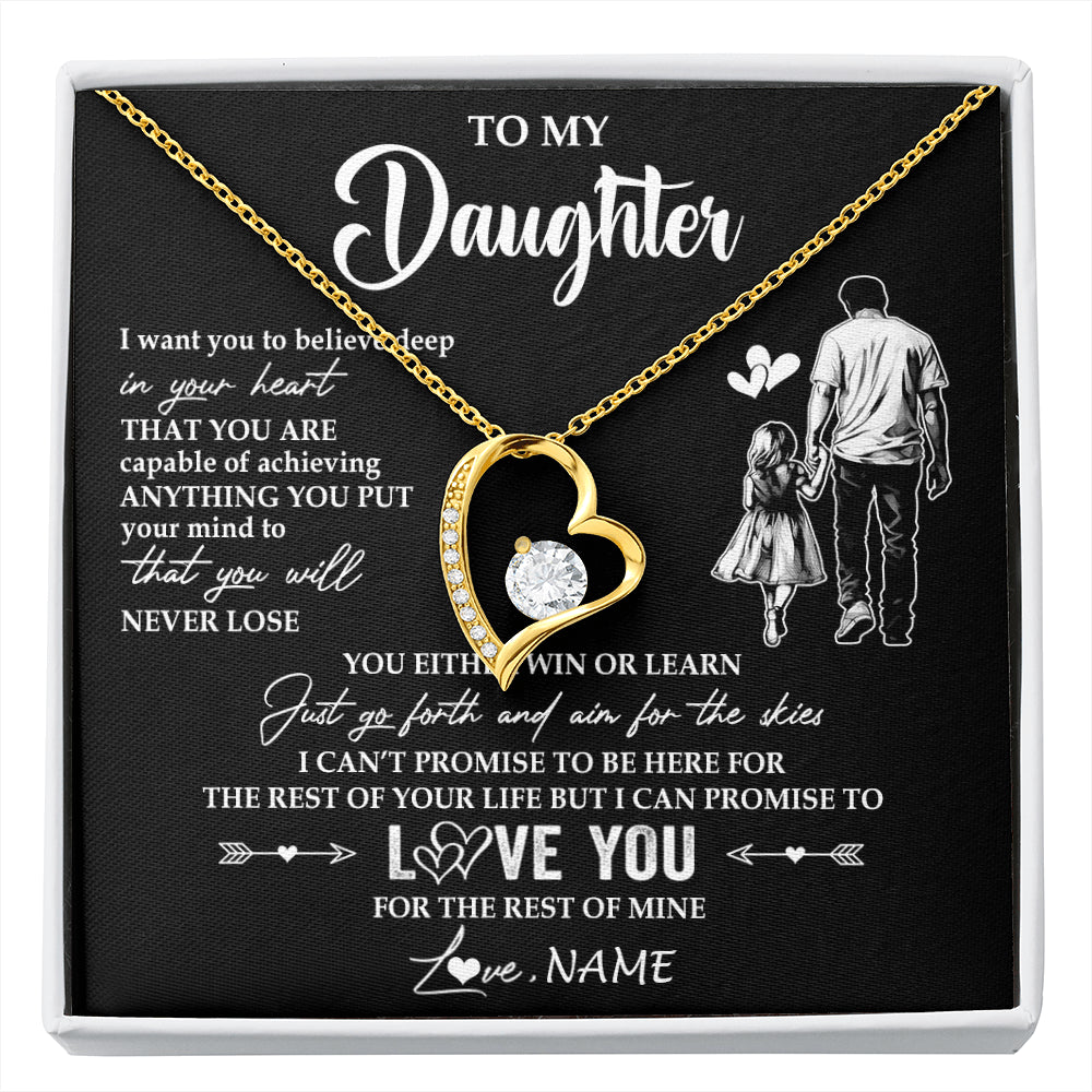 Forever Love Necklace 18K Yellow Gold Finish | 1 | Personalized To My Daughter Necklace You Will Never Lose From Dad Father Daughter Birthday Gifts Graduation Christmas Customized Gift Box Message Card | siriusteestore