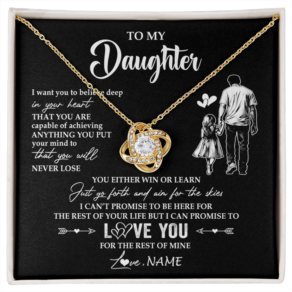 Love Knot Necklace 18K Yellow Gold Finish | 1 | Personalized To My Daughter Necklace You Will Never Lose From Dad Father Daughter Birthday Gifts Graduation Christmas Customized Gift Box Message Card | siriusteestore