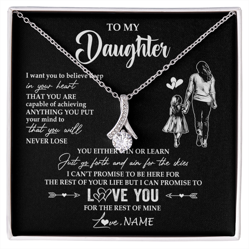 Alluring Beauty Necklace 14K White Gold Finish | 1 | Personalized To My Daughter Necklace You Will Never Lose From Mom Mother Daughter Birthday Gifts Graduation Christmas Customized Gift Box Message Card | siriusteestore