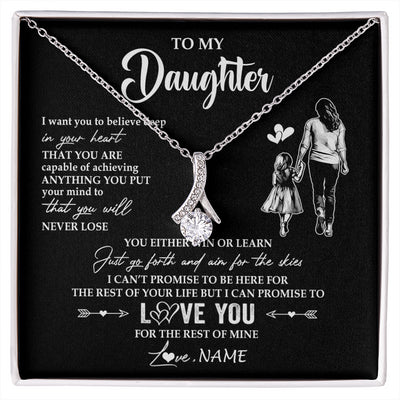 Alluring Beauty Necklace 14K White Gold Finish | 1 | Personalized To My Daughter Necklace You Will Never Lose From Mom Mother Daughter Birthday Gifts Graduation Christmas Customized Gift Box Message Card | siriusteestore