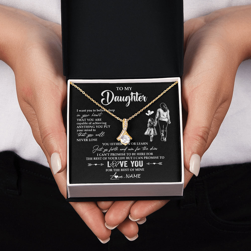 Alluring Beauty Necklace 18K Yellow Gold Finish | 2 | Personalized To My Daughter Necklace You Will Never Lose From Mom Mother Daughter Birthday Gifts Graduation Christmas Customized Gift Box Message Card | siriusteestore