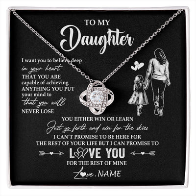 Love Knot Necklace 14K White Gold Finish | 1 | Personalized To My Daughter Necklace You Will Never Lose From Mom Mother Daughter Birthday Gifts Graduation Christmas Customized Gift Box Message Card | siriusteestore