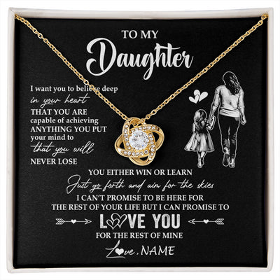 Love Knot Necklace 18K Yellow Gold Finish | 1 | Personalized To My Daughter Necklace You Will Never Lose From Mom Mother Daughter Birthday Gifts Graduation Christmas Customized Gift Box Message Card | siriusteestore