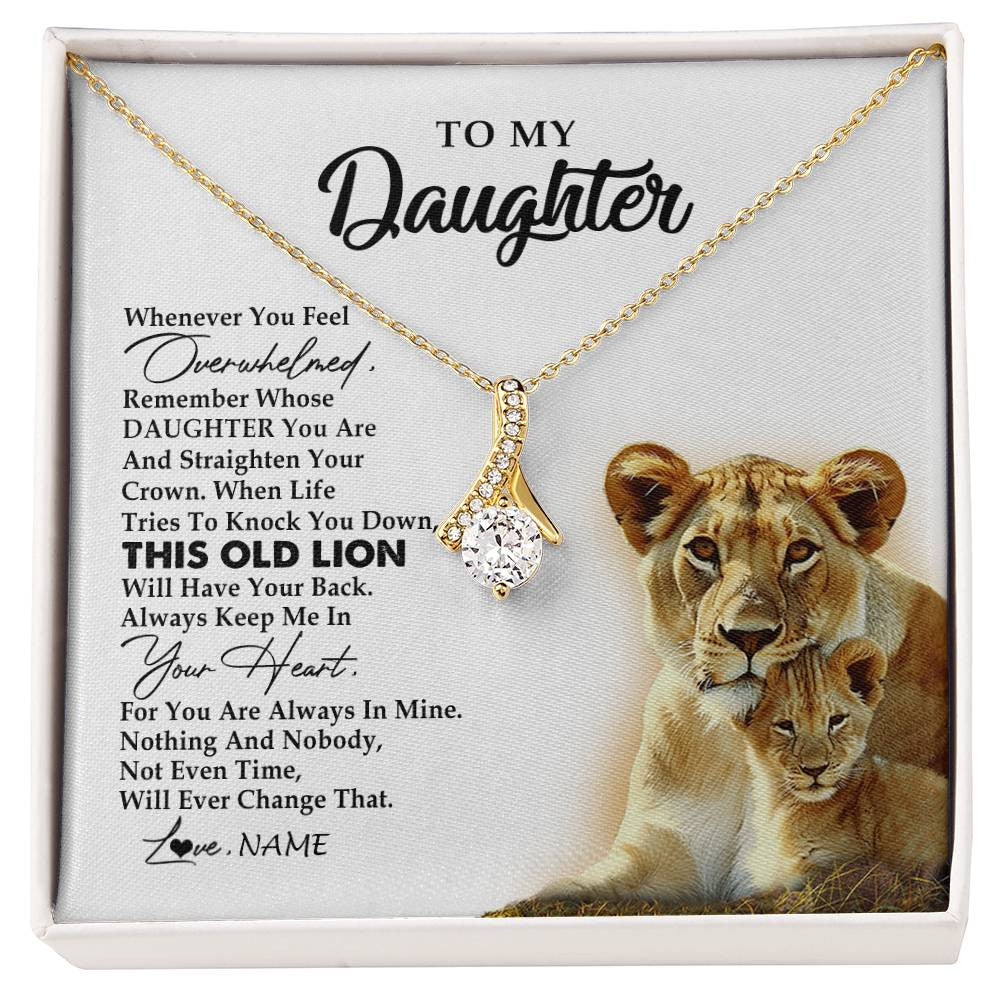 Alluring Beauty Necklace 18K Yellow Gold Finish | 1 | Personalized To My Daughter Necklace from Mom Mother Whenever You Fell Overwhelmed Lion Daughter Birthday Graduation Christmas Customized Gift Box Message Card | siriusteestore