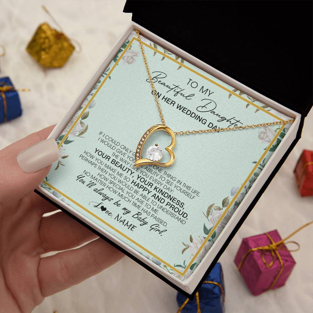 Forever Love Necklace 18K Yellow Gold Finish | 2 | Personalized To My Daughter On Her Wedding Day Wedding Day Necklace From Mom Mother To Daughter Bride For Wedding Day Customized Gift Box Message Card | siriusteestore