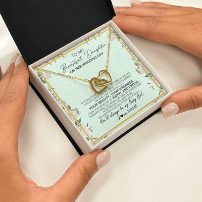 Interlocking Hearts Necklace 18K Yellow Gold Finish | 2 | Personalized To My Daughter On Her Wedding Day Wedding Day Necklace From Mom Mother To Daughter Bride For Wedding Day Customized Gift Box Message Card | siriusteestore