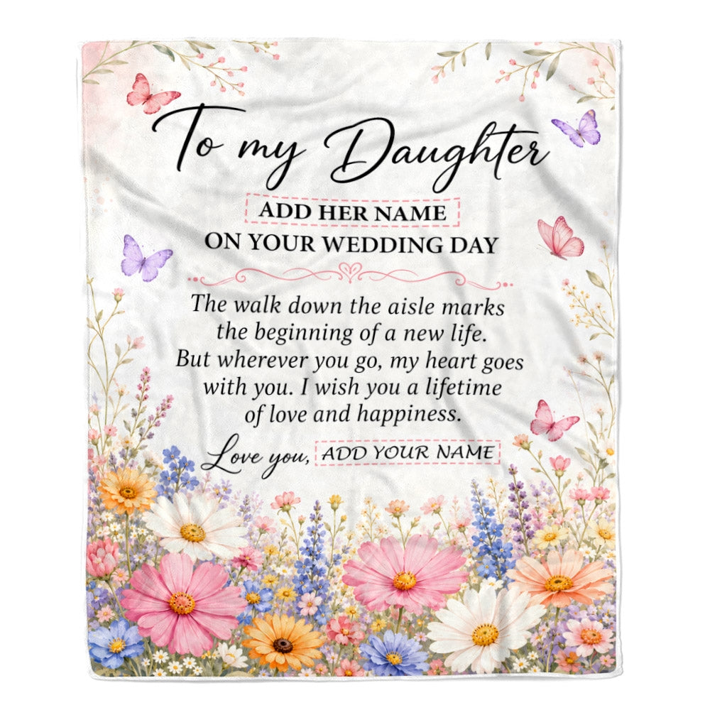 Personalized To My Daughter On Wedding Day Blanket From Mom Bridal Shower Gift For Bride From Mom Custom Name For Daughter Wedding Gifts Fleece Throw Blanket Shirt & Hoodie | siriusteestore