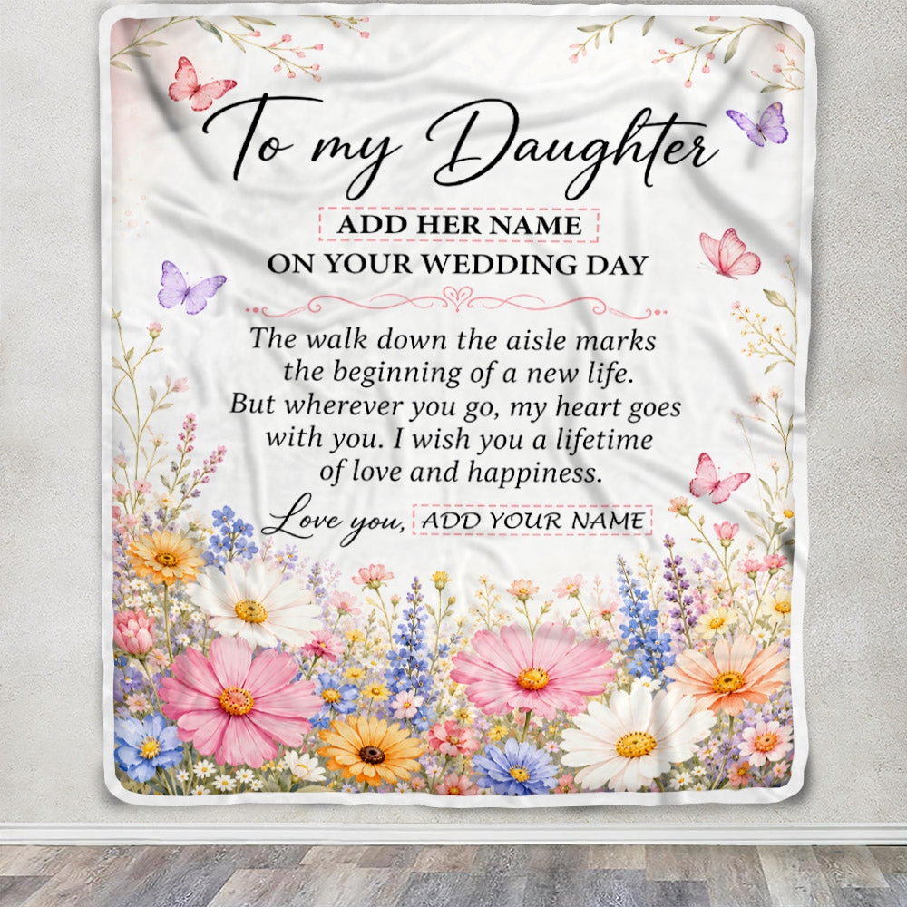 Personalized To My Daughter On Wedding Day Blanket From Mom Bridal Shower Gift For Bride From Mom Custom Name For Daughter Wedding Gifts Fleece Throw Blanket Shirt & Hoodie | siriusteestore