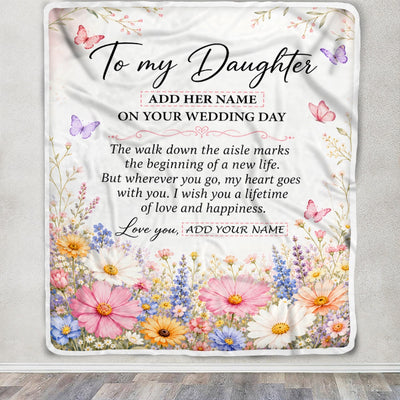 Personalized To My Daughter On Wedding Day Blanket From Mom Bridal Shower Gift For Bride From Mom Custom Name For Daughter Wedding Gifts Fleece Throw Blanket Shirt & Hoodie | siriusteestore