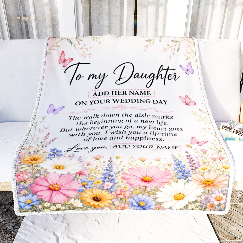 Personalized To My Daughter On Wedding Day Blanket From Mom Bridal Shower Gift For Bride From Mom Custom Name For Daughter Wedding Gifts Fleece Throw Blanket Shirt & Hoodie | siriusteestore