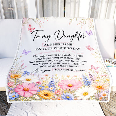 Personalized To My Daughter On Wedding Day Blanket From Mom Bridal Shower Gift For Bride From Mom Custom Name For Daughter Wedding Gifts Fleece Throw Blanket Shirt & Hoodie | siriusteestore