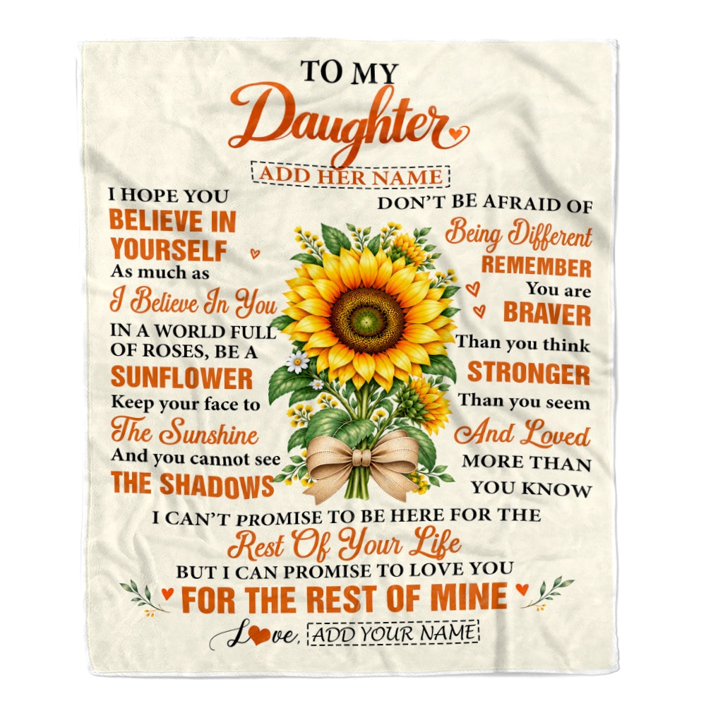 Personalized To My Daughter Sunflower From Mom Dad Blanket Inspirational Birthday Idea Daughter Gift Graduation Christmas Custom Fleece Throw Blanket | siriusteestore