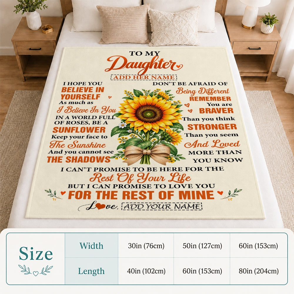 Personalized To My Daughter Sunflower From Mom Dad Blanket Inspirational Birthday Idea Daughter Gift Graduation Christmas Custom Fleece Throw Blanket | siriusteestore