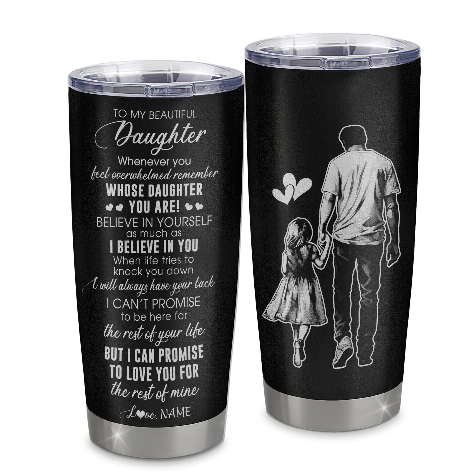 Personalized To My Daughter Tumbler From Dad Father Stainless Steel Cup Whenever You Feel Overwhelmed Daughter Birthday Graduation Christmas Travel Mug | siriusteestore